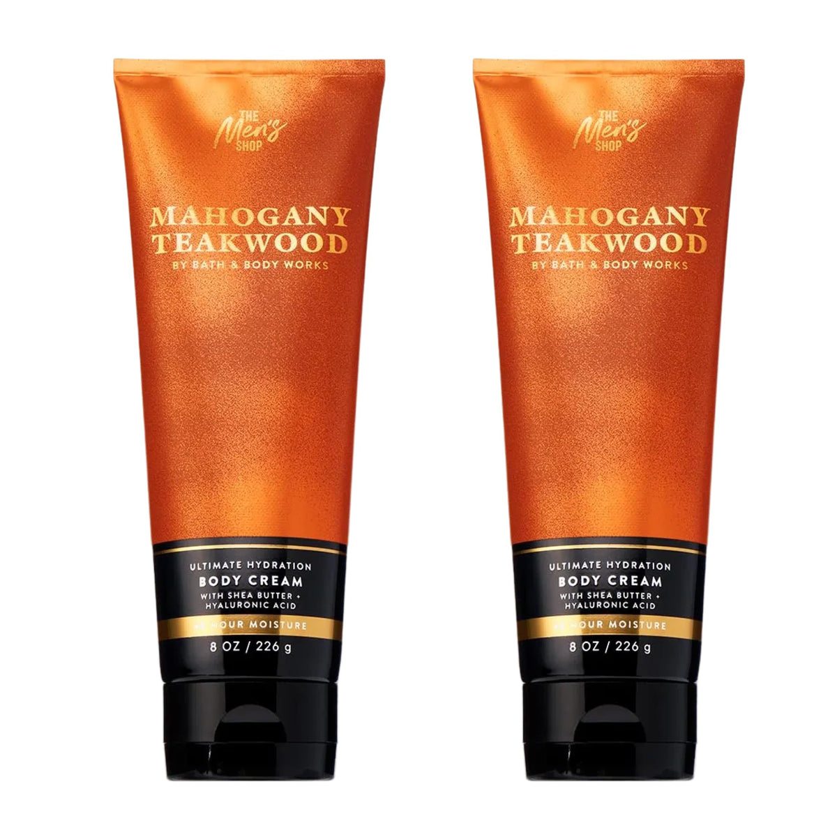 Bath & Body Works Mahogany Teakwood front packaging showing the two-pack and branding, promoting convenience