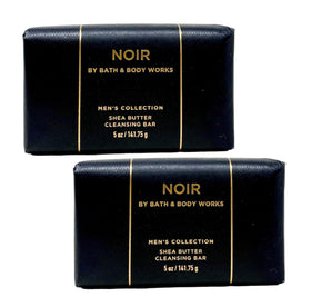 Bath & Body Works Noir front packaging showing two 5-ounce cleansing bars, convenient supply