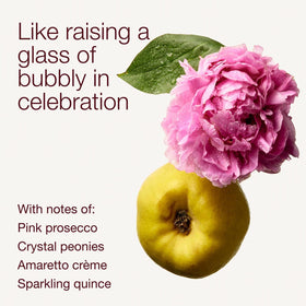 Bath & Body Works floral still life highlighting prosecco and peony fragrance notes
