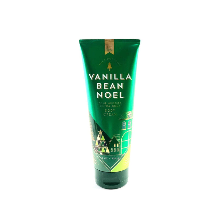 Bath & Body Works front packaging showing the Vanilla Bean Noel tub and festive design, gift-ready