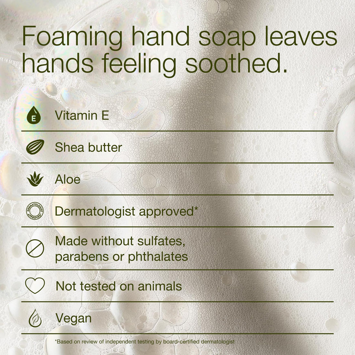 Bath & Body Works foam on hand demonstrating gentle cleansing benefit