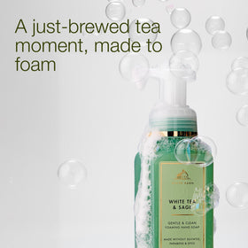 Bath & Body Works pump dispensing foam highlighting easy-use benefit