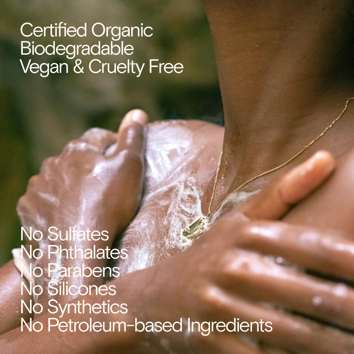Bathing Culture label detail featuring organic ingredients and transparency benefit