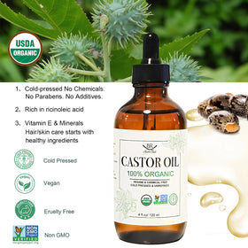 Bathrest castor oil being poured to show purity and smooth flow