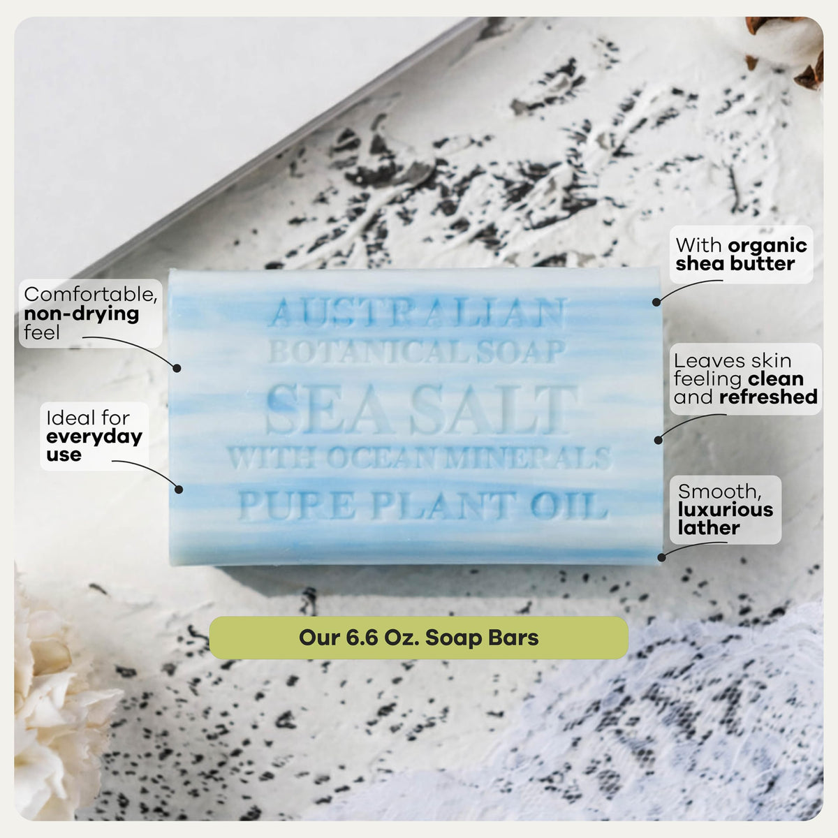 Australian Botanical Soap in shower lifestyle scene suggesting refreshing daily use