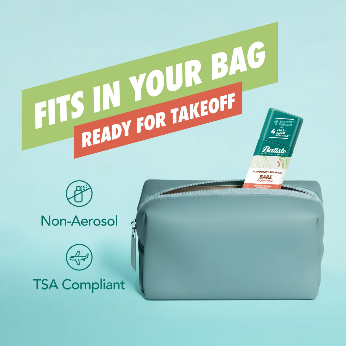 Batiste Bare held by passenger on plane demonstrating discreet carry‑on use