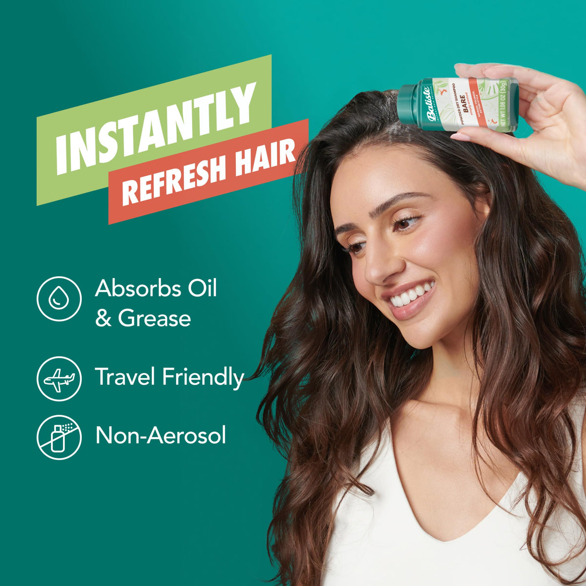 Batiste Bare open dial detail demonstrating controlled powder flow benefit