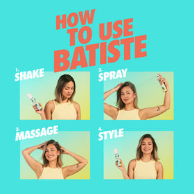 Batiste bare spray close up demonstrating mist for fast oil absorption on roots