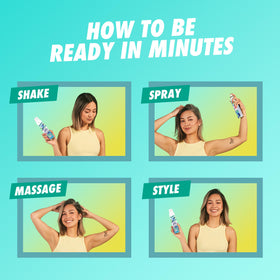 Batiste applying at roots to absorb oil and restore volume quickly