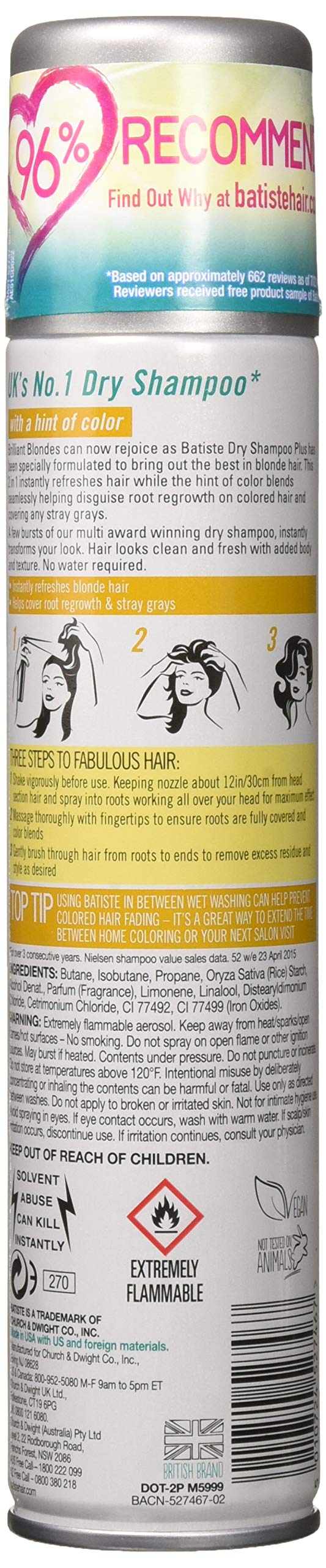 Batiste Brilliant Blonde spray in use refreshing roots and adding volume on blonde hair