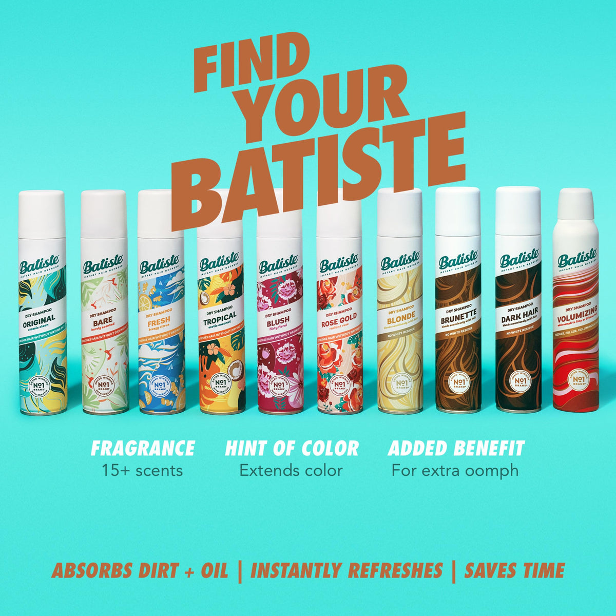 Batiste before and after on brunette hair illustrating cleaner look