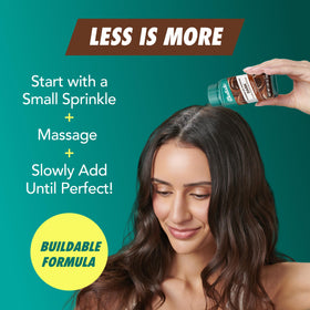 Batiste powder being sprinkled at roots for instant hair refresh