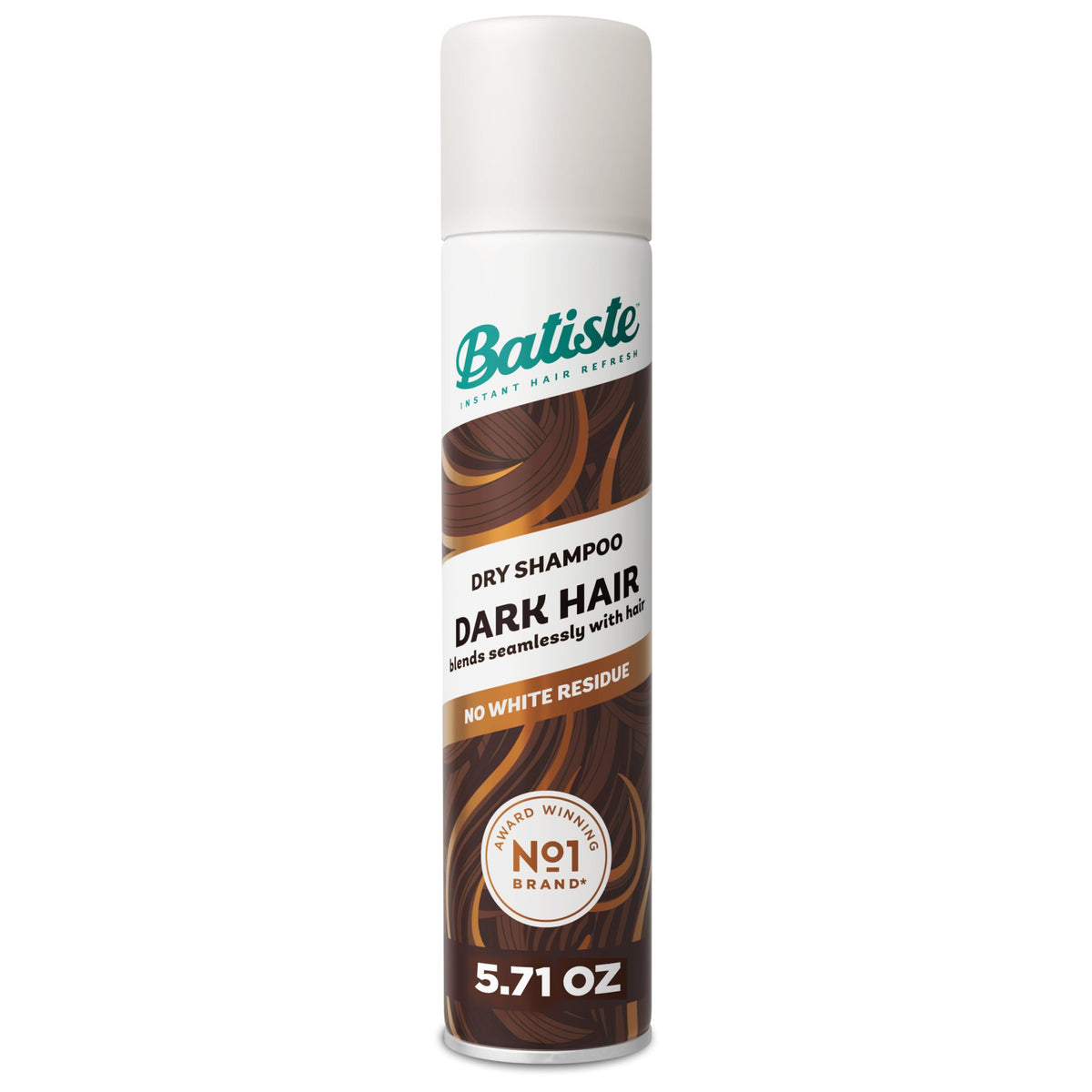 Batiste dark front packaging showing the tinted dry shampoo benefit