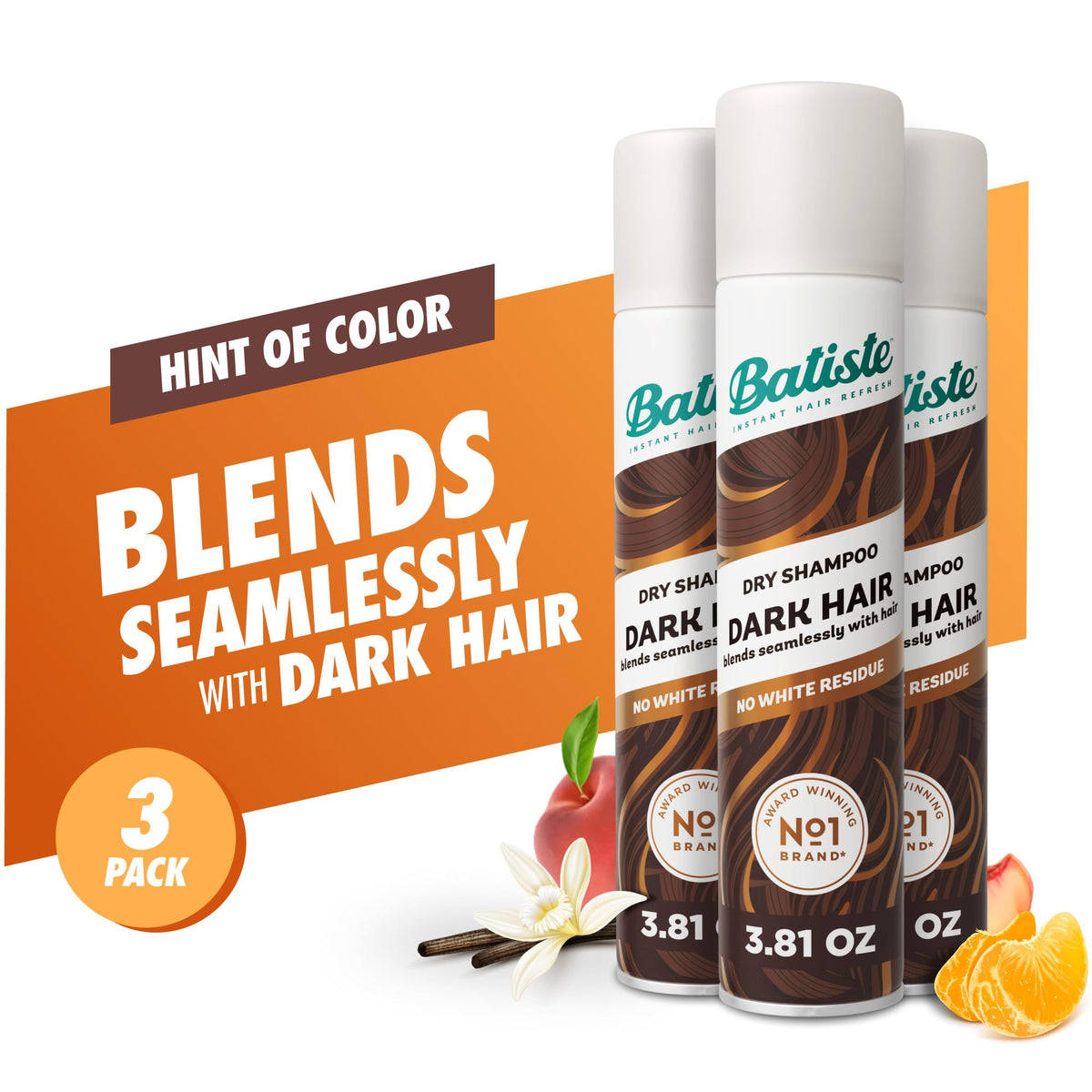 Batiste dark label ingredients view emphasizing tinted formula and gentle scent benefit