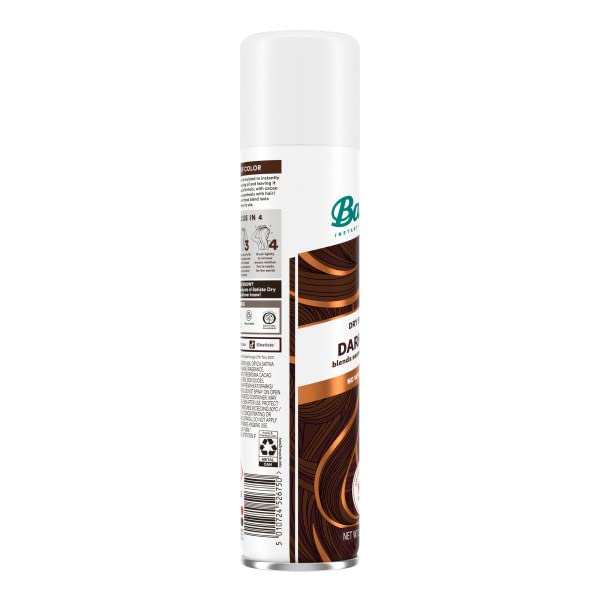Batiste applied on dark hair roots blending invisibly, reduces white residue benefit