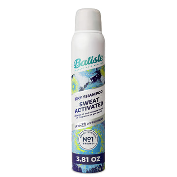 Batiste front can showing Sweat Activated dry shampoo for portable freshness