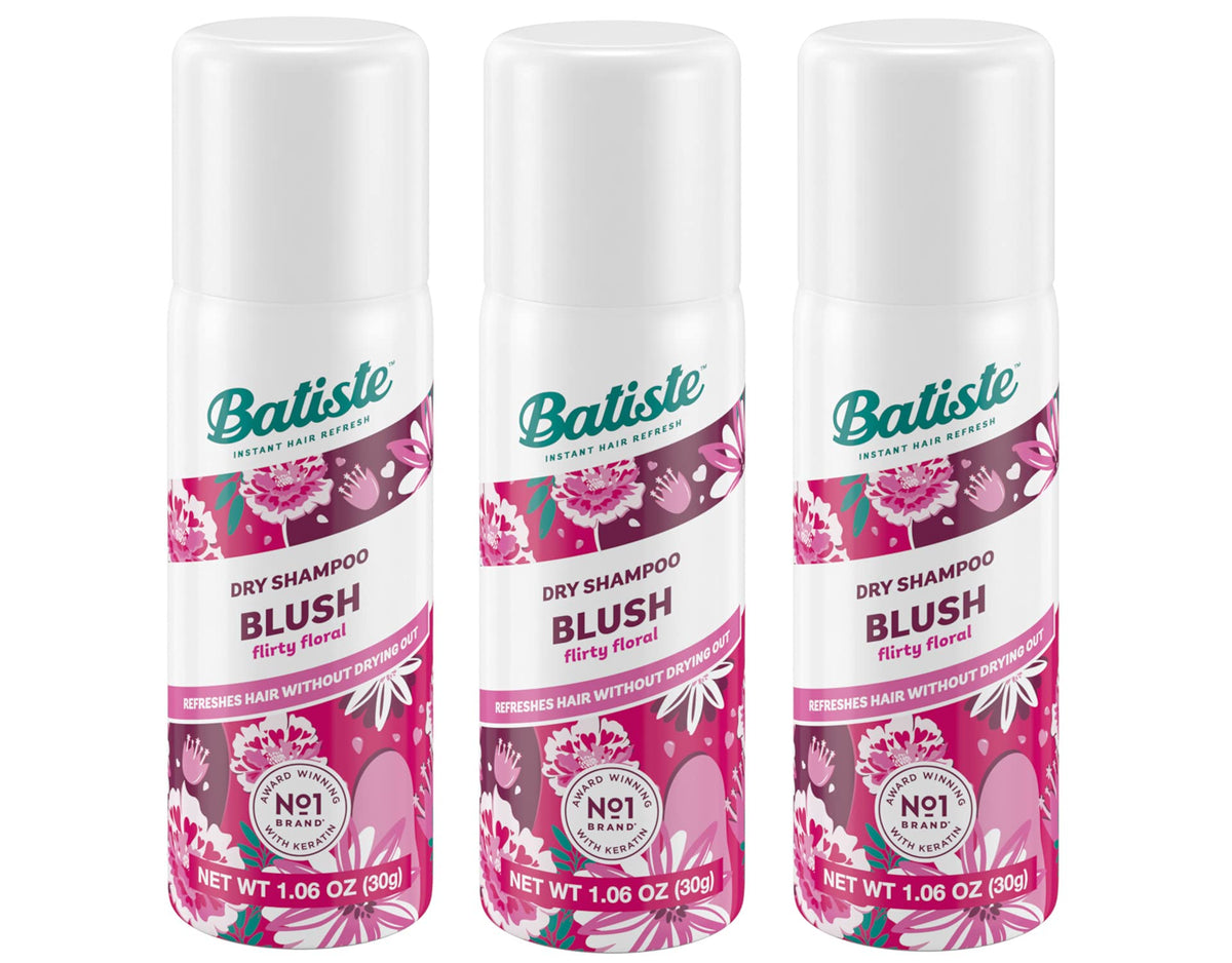 Batiste front view pack of three cans showing compact travel convenience