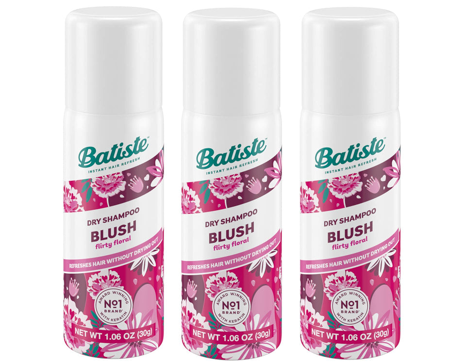 Batiste front view pack of three cans showing compact travel convenience