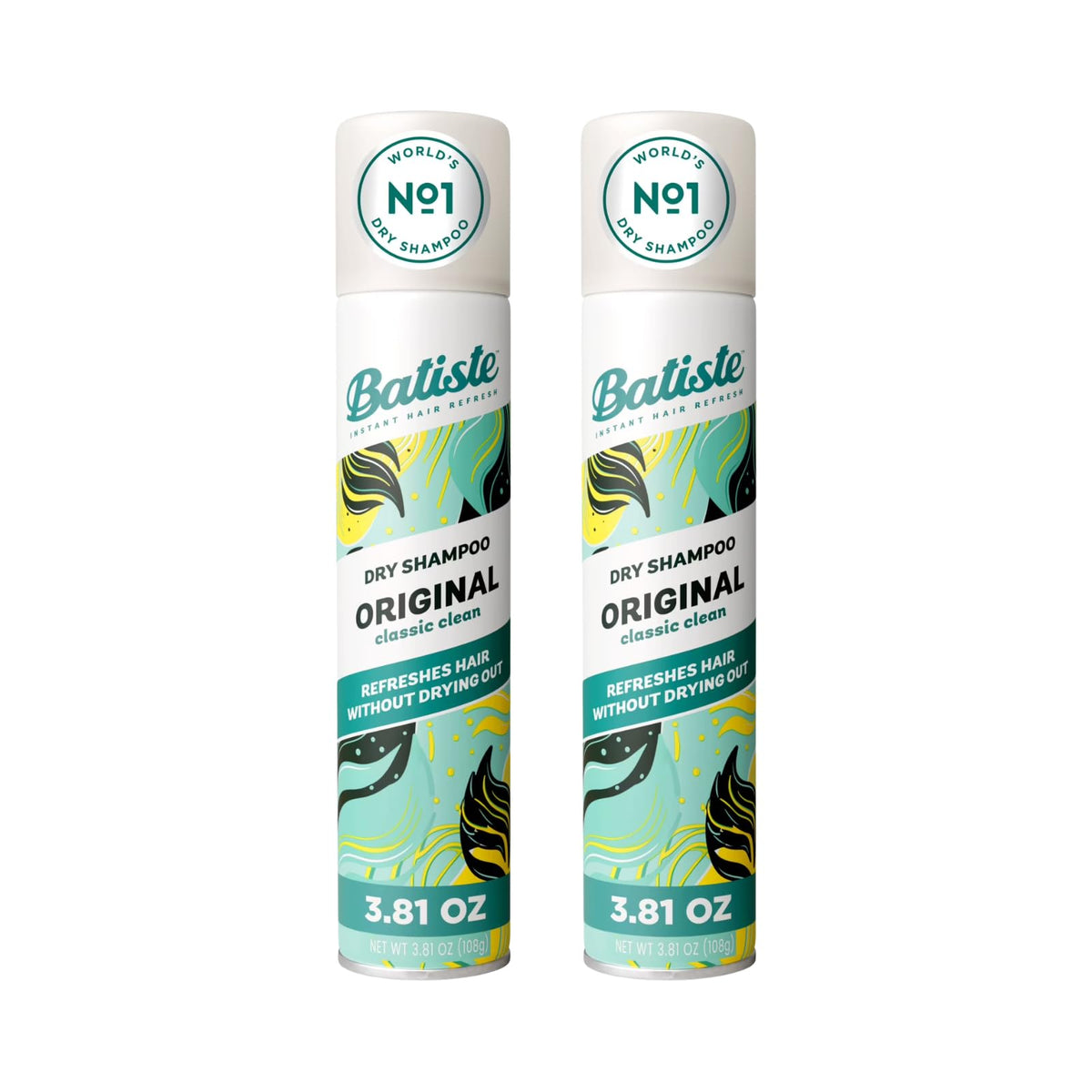 Batiste front packaging showing two cans and classic scent benefit