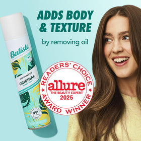 label close-up on Batiste revealing rice starch and clean formula benefits