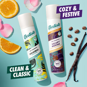 Batiste spray application at roots demonstrating quick oil absorption benefit