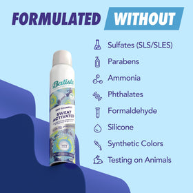 Batiste spray in action during workout providing sweat-activated freshness
