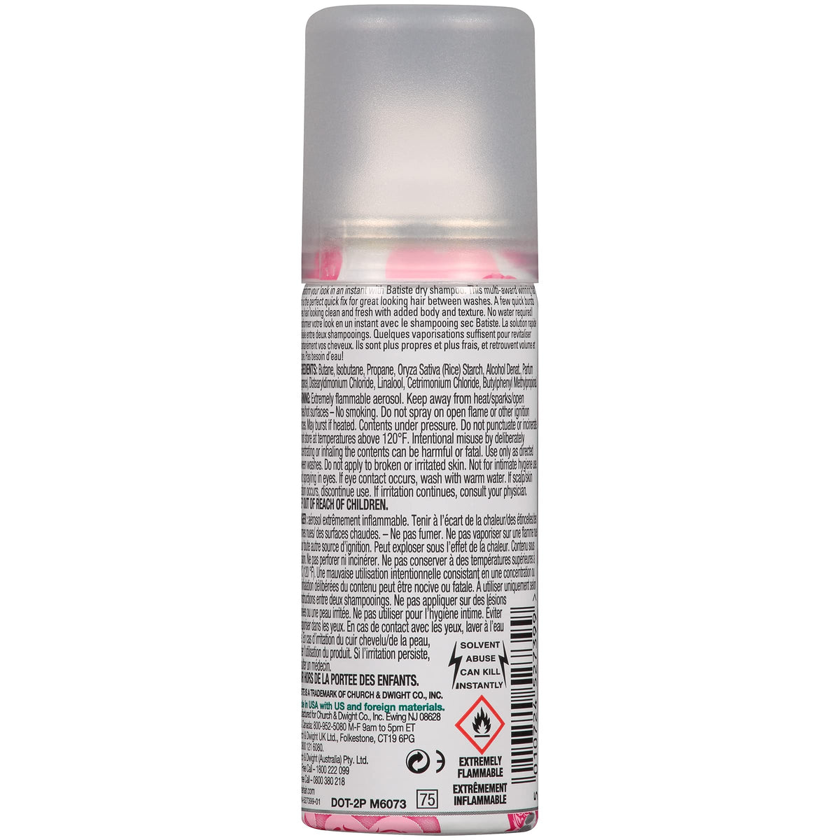Batiste sprayed into roots on model demonstrating instant oil absorption