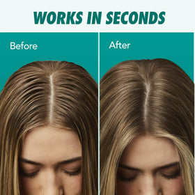 Batiste applied at roots showing texture and instant lift benefit