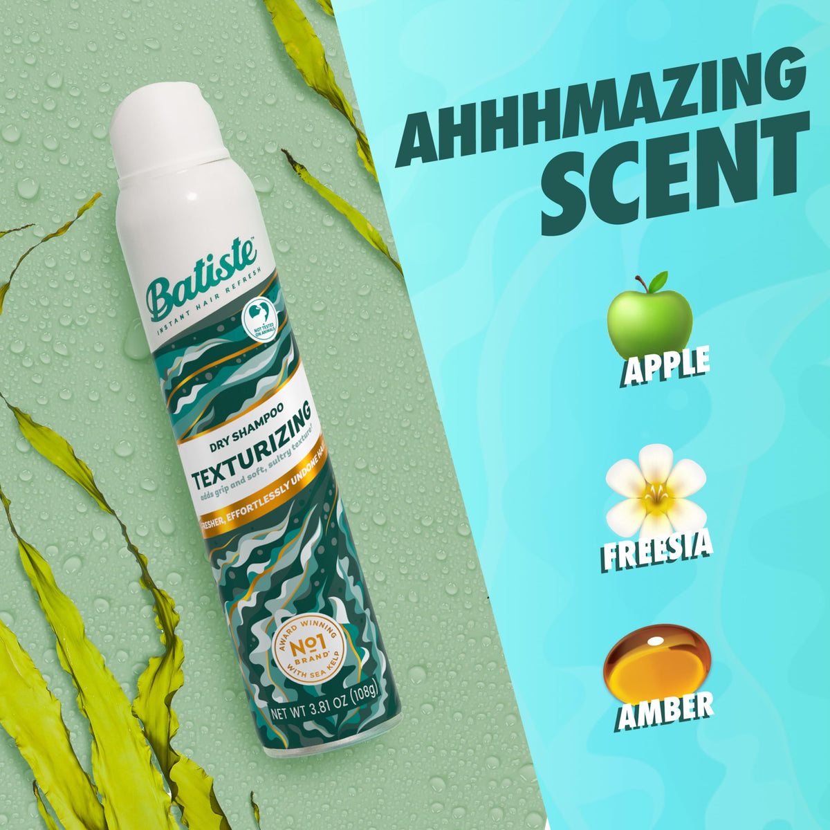 Batiste sprayed at hair roots showing oil absorption and lift