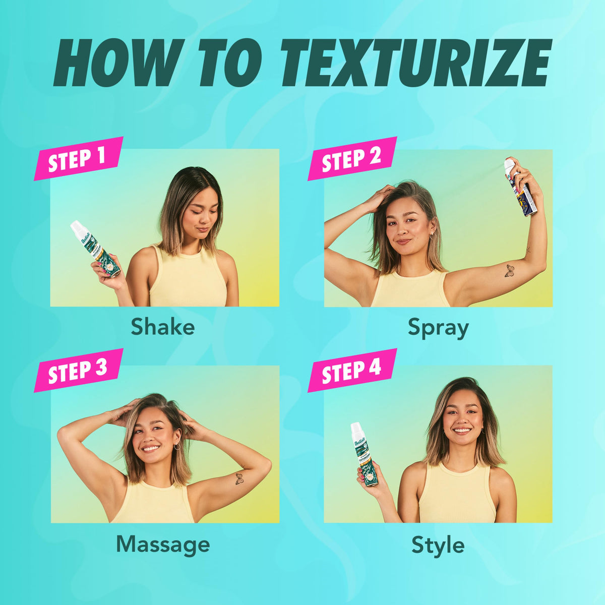 Close-up hair strand texture after Batiste for added grip