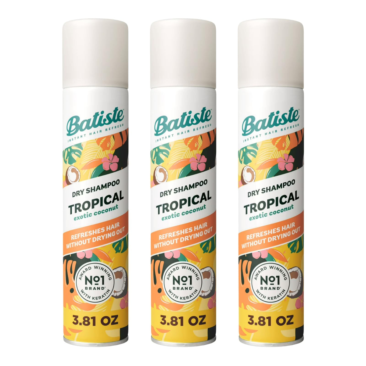 Batiste can front view showing tropical label and volume benefit