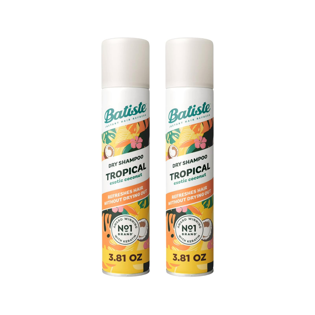 Batiste front packaging showing tropical twin cans and scent info