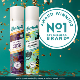 Batiste Velvet Mocha can close-up highlighting scent and festive packaging benefit