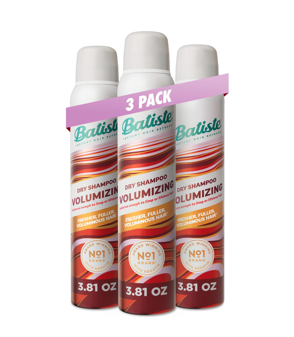 Batiste front packaging showing volumizing dry shampoo, quick oil control