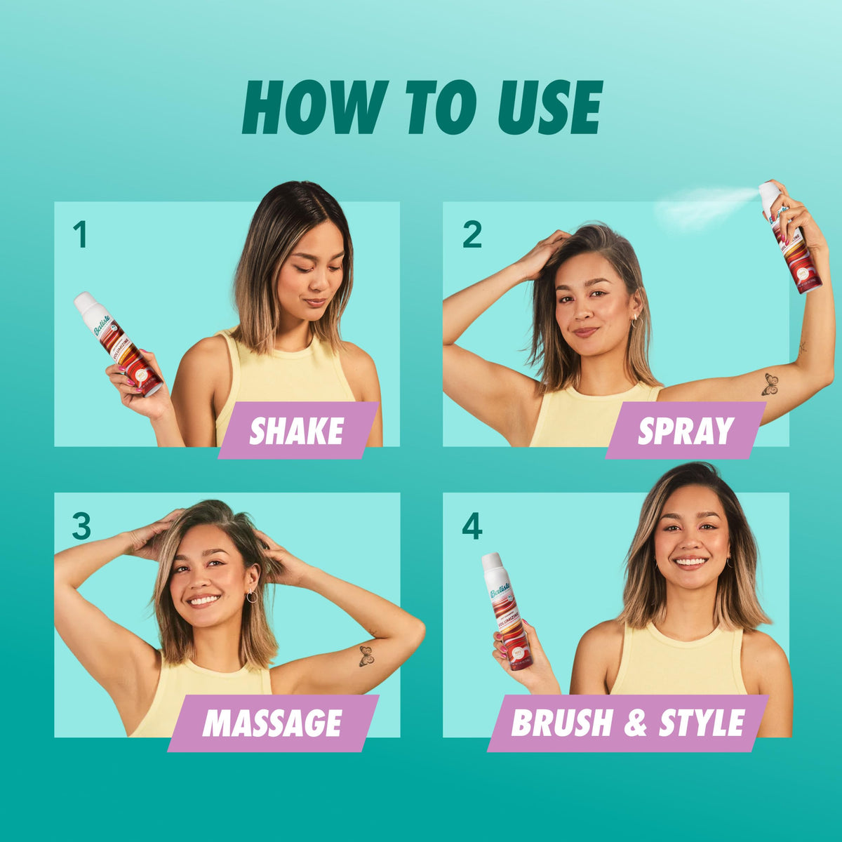 Batiste styled updo demonstrating added texture and long-lasting body
