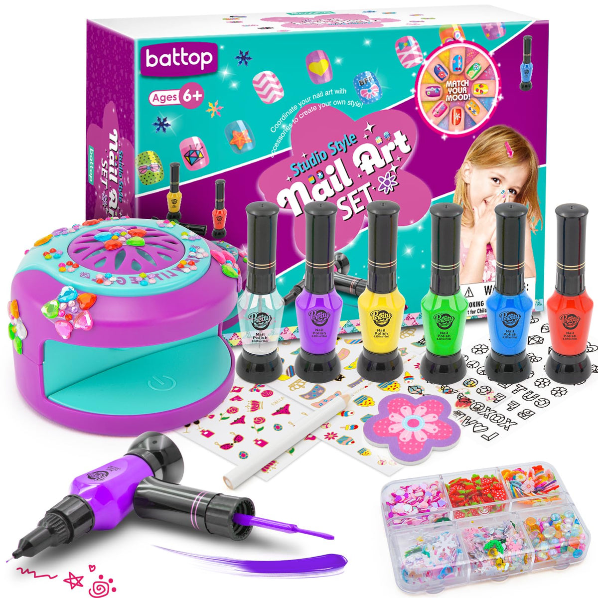 BATTOP finished nail designs display showing colorful looks and variety