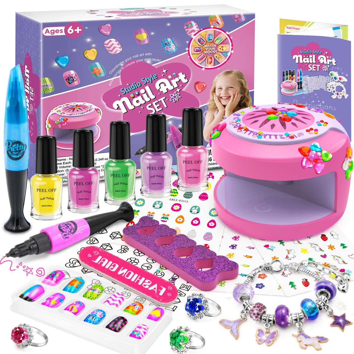 BATTOP front packaging displaying complete kids nail kit, clear view of components and appeal