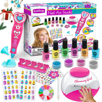 BATTOP front packaging displaying the complete kids nail art kit and contents