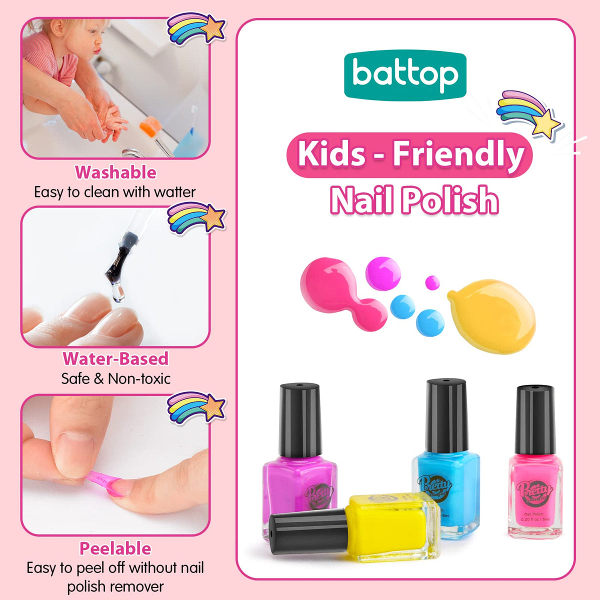 BATTOP glitter powders with funnel ready for refill, enabling sparkly nail effects