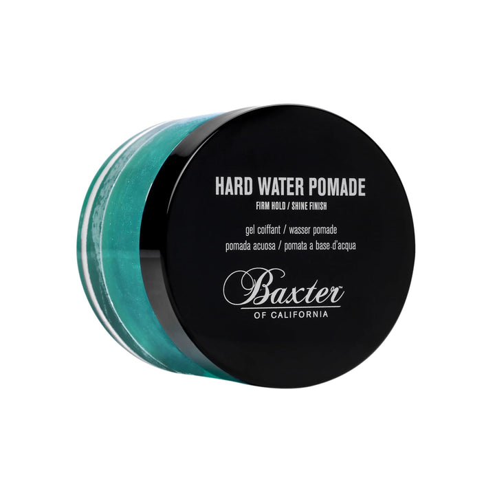 Baxter of California hard water pomade pot front view showing clean packaging and branding