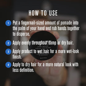 Applying Baxter of California pomade in hands for even distribution and pliable hold