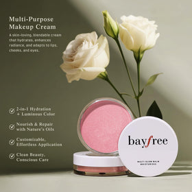 bayfree close-up sheer swatch on skin demonstrating natural radiance