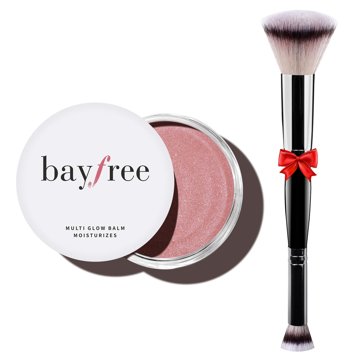 bayfree front packaging showing balm and brush for effortless color