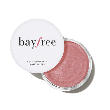 bayfree front packaging showing compact multi-glow balm, convenient and portable