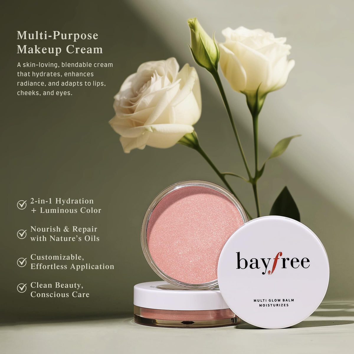 bayfree close-up cream swirl highlighting blendable texture and luminous finish