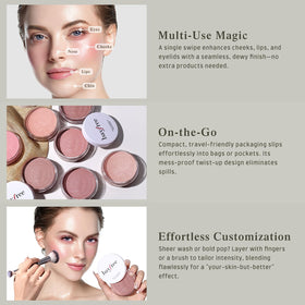 bayfree applied on cheeks blended with fingers for a natural glow