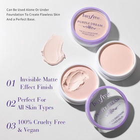 bayfree open balm texture displaying creamy pressed silk finish for blurring