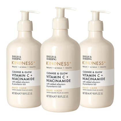 Baylis & Harding front packaging showing three bottles and bright label benefit