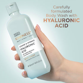 Baylis & Harding body wash in use in shower showing soft skin result