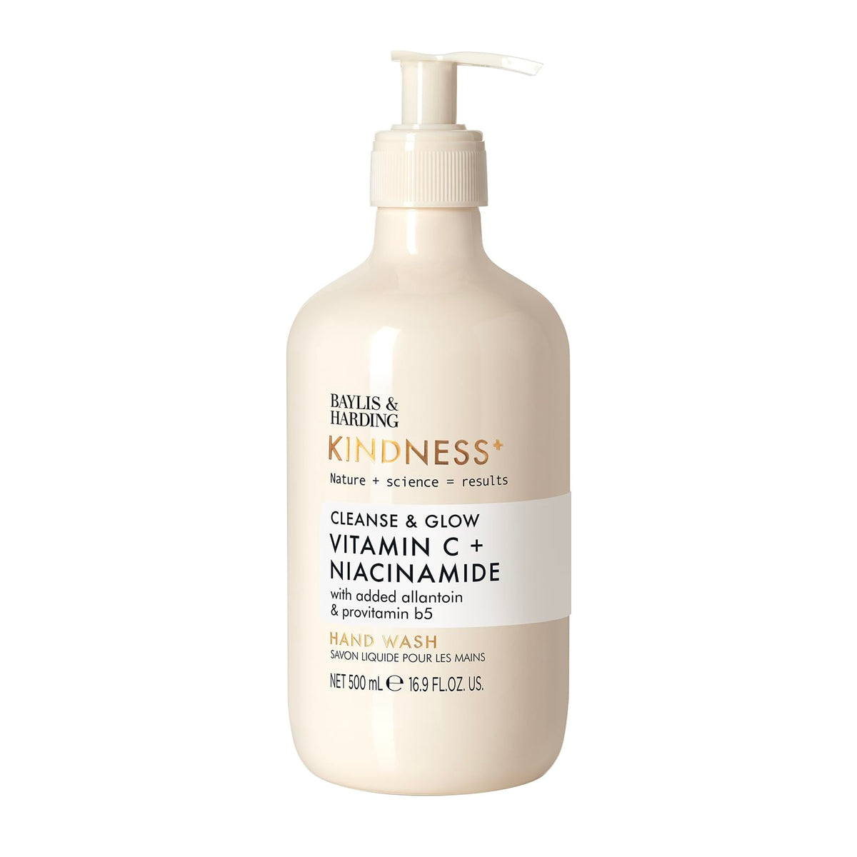 Baylis & Harding pump close-up demonstrating easy, controlled dispensing benefit